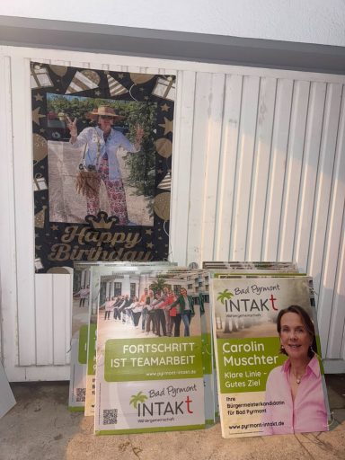 Wahlplakate von Bad Pyrmont Intakt vor einer Garage